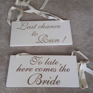 Wooden Cream Flower Girl Signs